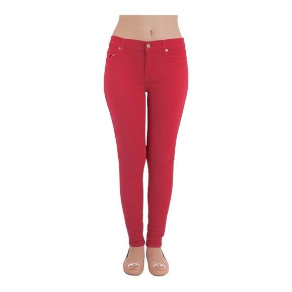 7 for All Mankind Red the skinny jeans size 29 - Picture 1 of 11
